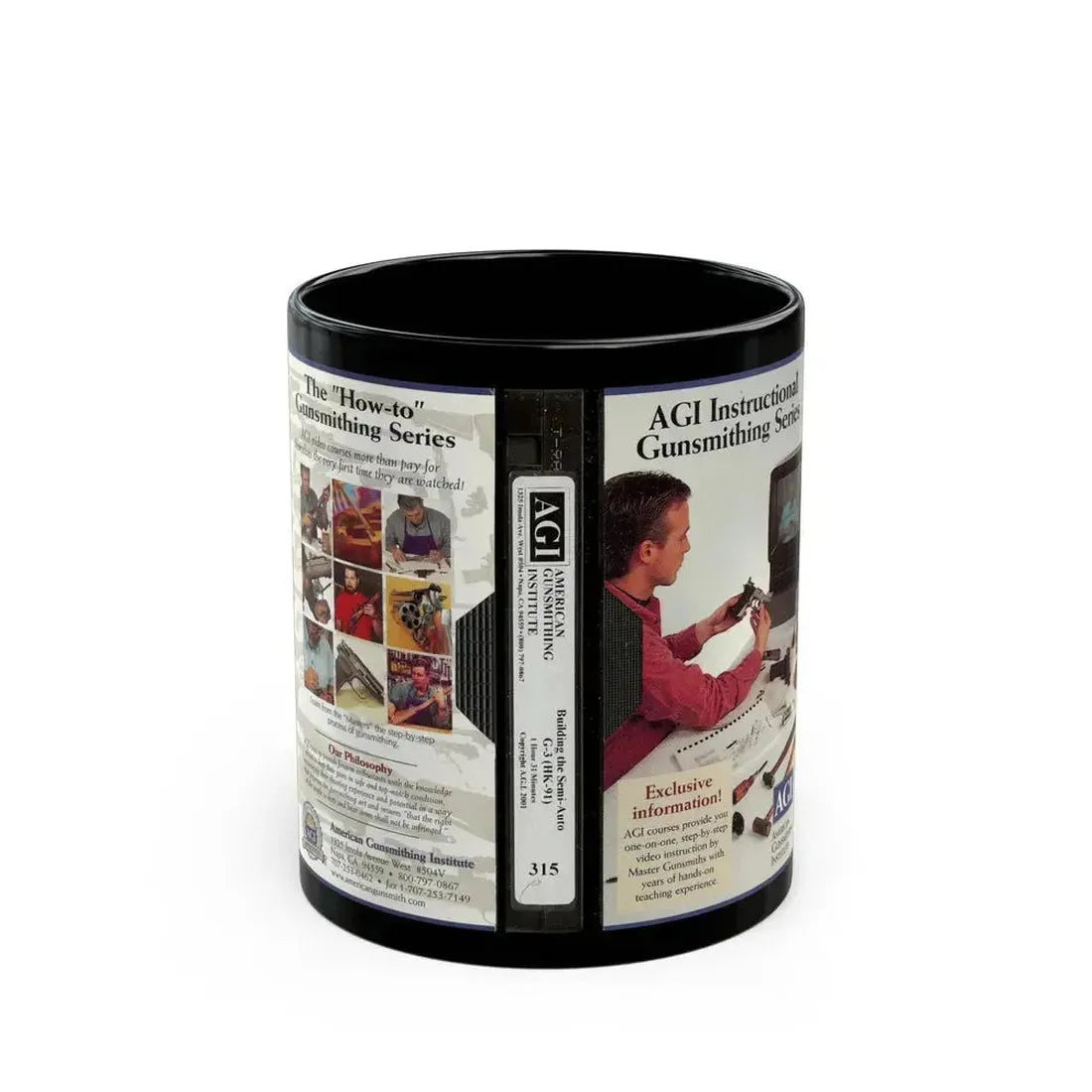 AGI INSTRUCTIONAL GUNSMITHING SERIES (VHS COVER) - Black Coffee Mug 11oz - Go Mug Yourself