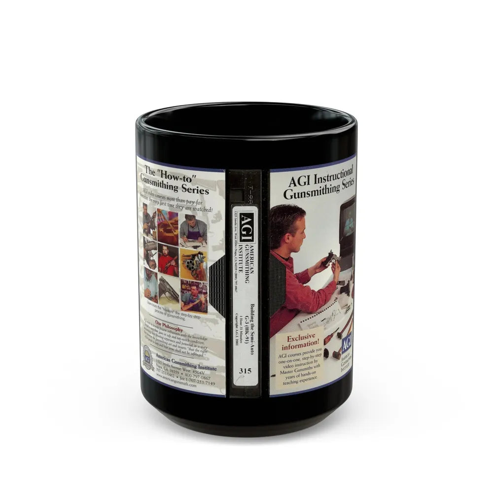 AGI INSTRUCTIONAL GUNSMITHING SERIES (VHS COVER) - Black Coffee Mug-15oz-Go Mug Yourself