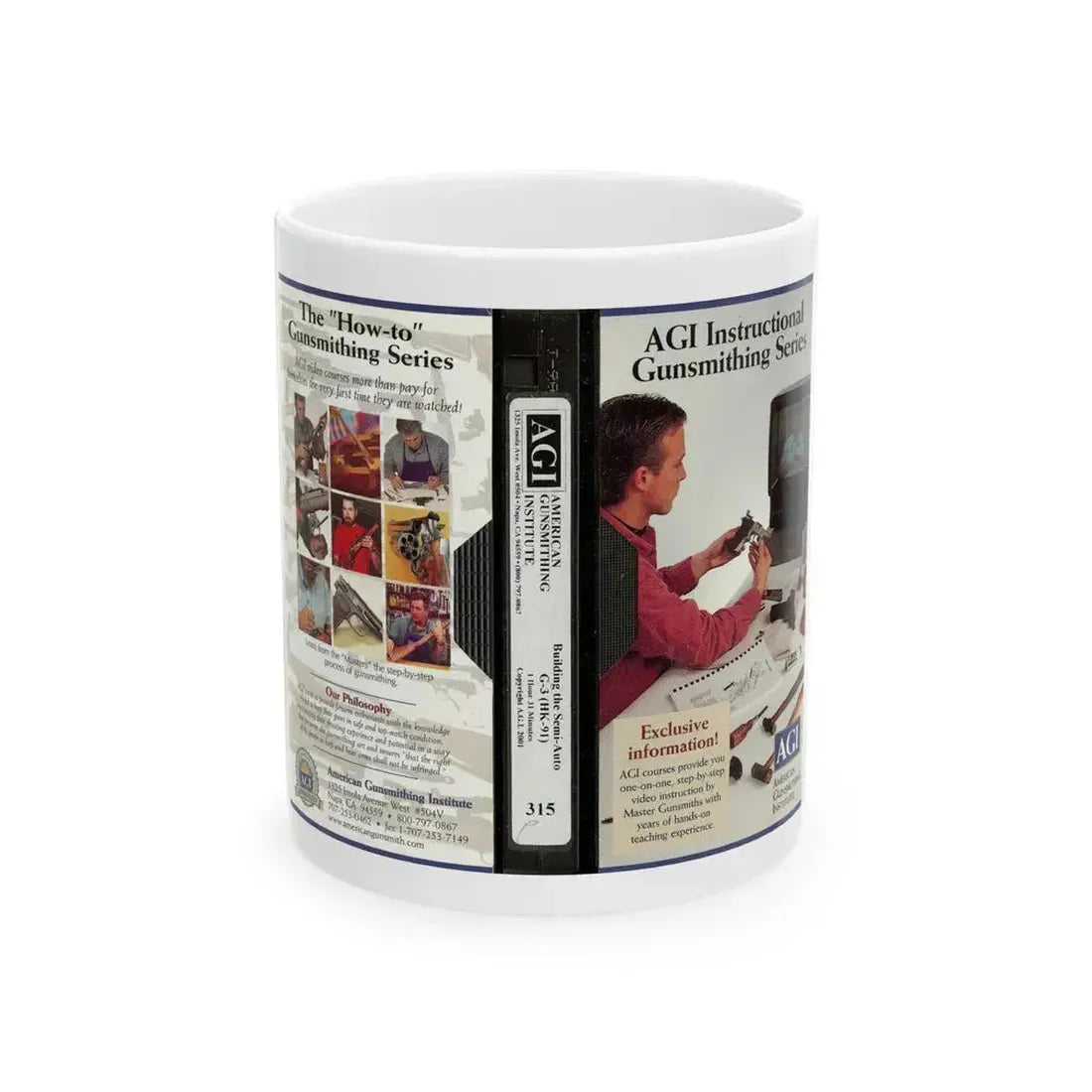 AGI INSTRUCTIONAL GUNSMITHING SERIES (VHS COVER) - White Coffee Mug 11oz - Go Mug Yourself