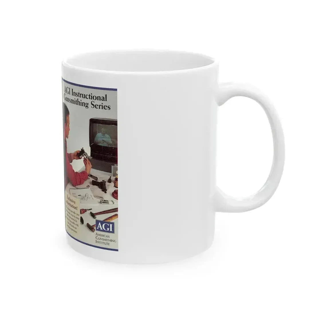 AGI INSTRUCTIONAL GUNSMITHING SERIES (VHS COVER) - White Coffee Mug - Go Mug Yourself