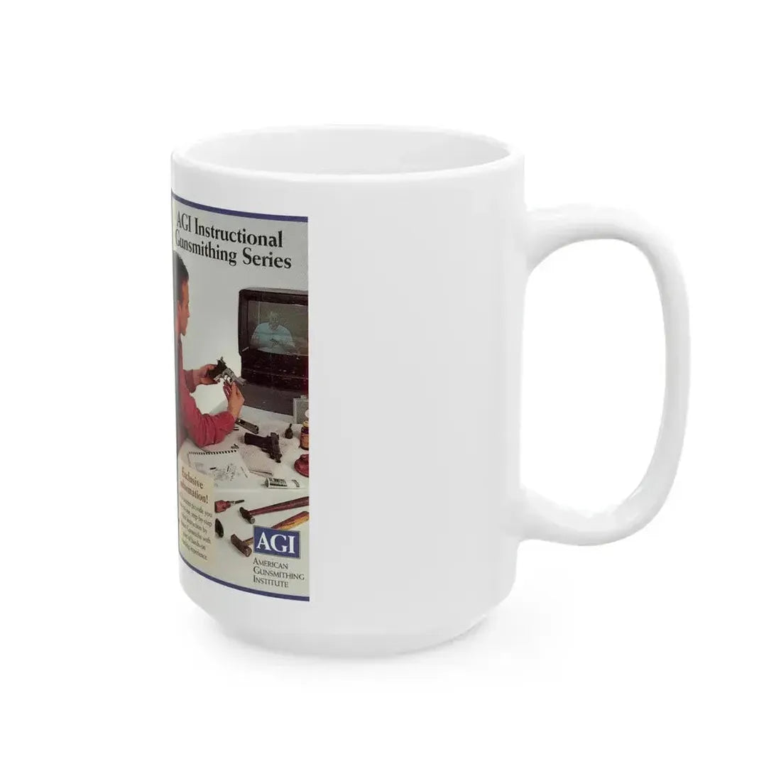 AGI INSTRUCTIONAL GUNSMITHING SERIES (VHS COVER) - White Coffee Mug - Go Mug Yourself