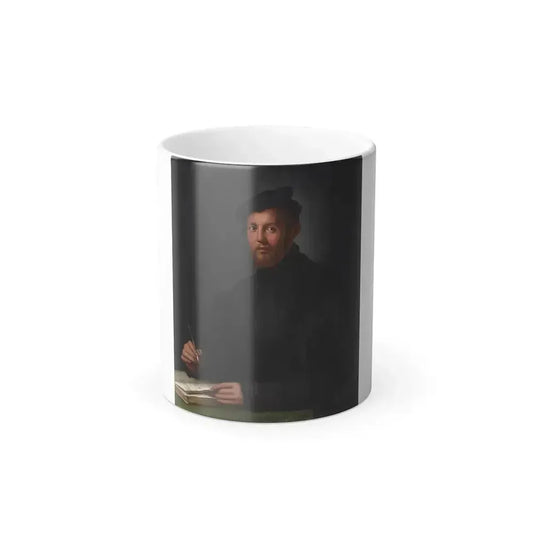 Agnolo Bronzino (1503-1572) Portrait of a young man with a book - Oil on Poplar Panel - Color Changing Mug 11oz 11oz - Go Mug Yourself