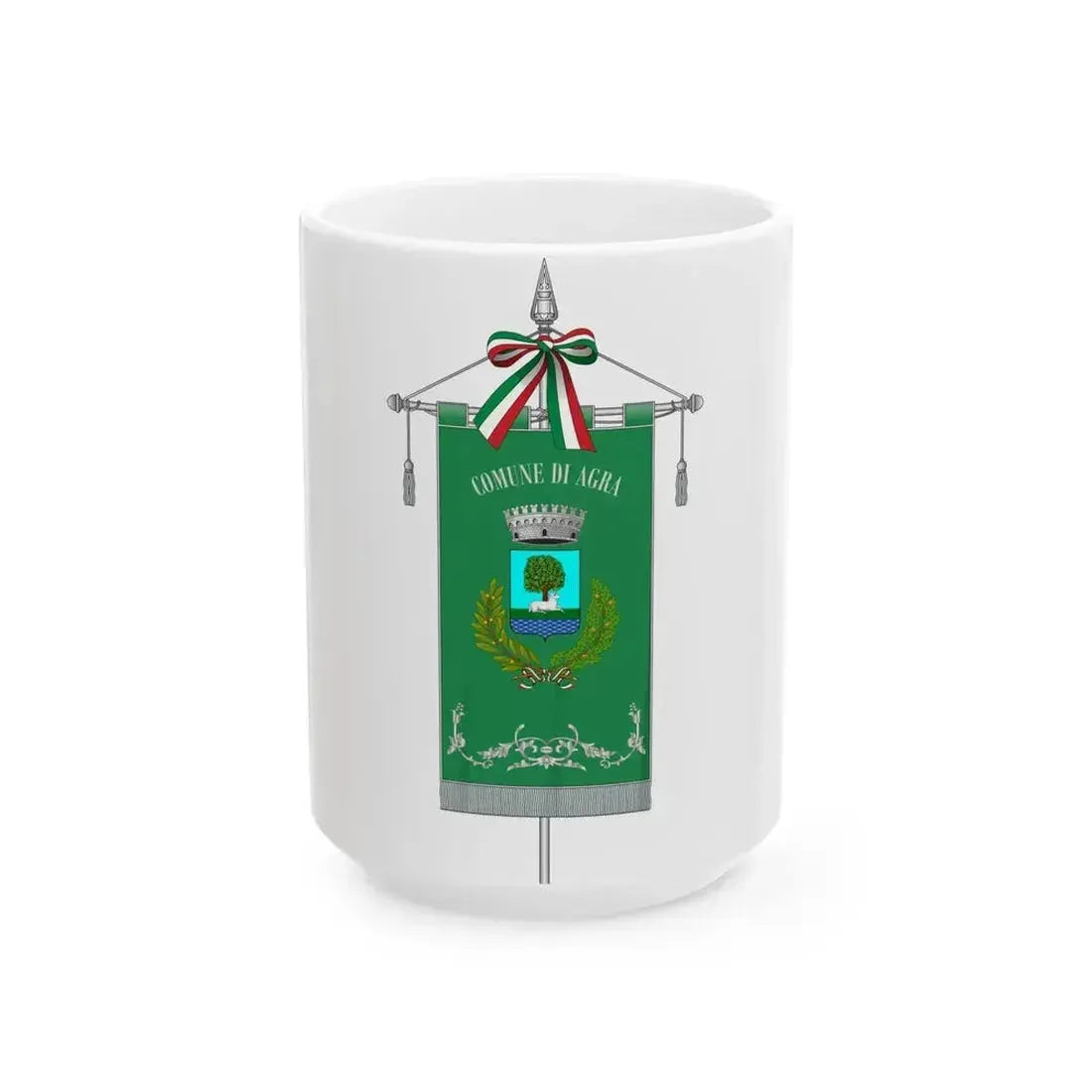 Agra-Gonfalone (Italy) White Coffee Mug 15oz - Go Mug Yourself