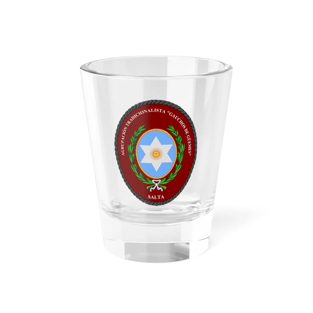 Agrupación Tradicionalista de Salta Gauchos de Güemes (Argentina) (Coat of Arms) Shot Glass 1.5oz 1.5oz - Go Mug Yourself