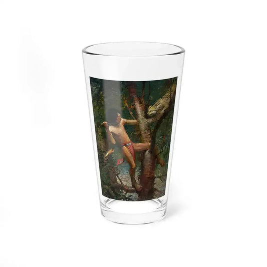 Ahuitzotl and the Ocelot, With Cortez the Conqueror book illustration, 1917 (Magazine Illustration) Pint Glass 16oz 16oz - Go Mug Yourself