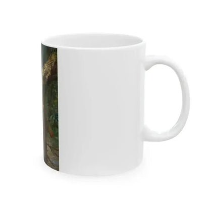Ahuitzotl and the Ocelot, With Cortez the Conqueror book illustration, 1917 - White Coffee Mug - Go Mug Yourself