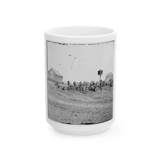 Aiken's Landing, Va.  African-American Soldiers Resting Near The Aiken House, View Looking Toward The House (U.S. Civil War) White Coffee Mug 15oz - Go Mug Yourself