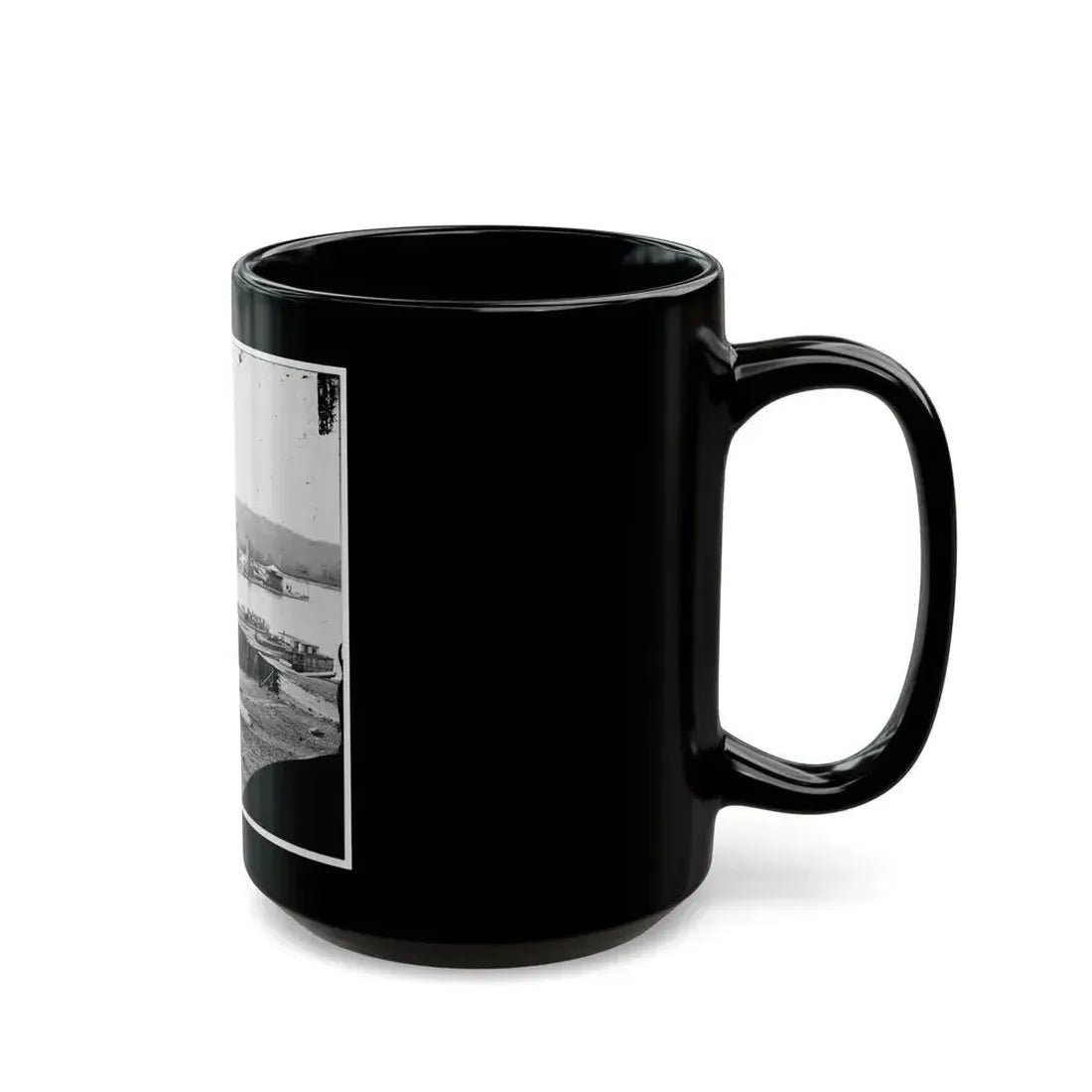 Aiken's Landing, Va.  Double-Turreted Monitor U.S.S. Onondaga On The James (U.S. Civil War) Black Coffee Mug - Go Mug Yourself