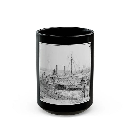 Aiken's Landing, Va.  Steamer New York Waiting For Exchange Of Prisoners (U.S. Civil War) Black Coffee Mug 15oz - Go Mug Yourself
