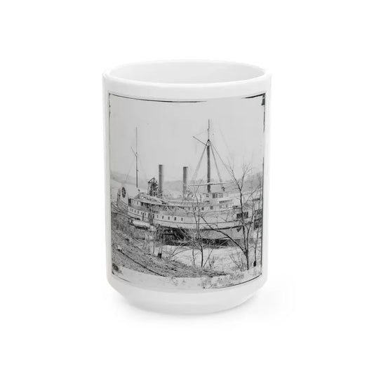 Aiken's Landing, Va.  Steamer New York Waiting For Exchange Of Prisoners (U.S. Civil War) White Coffee Mug 15oz - Go Mug Yourself