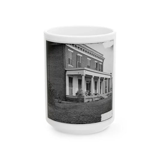 Aiken's Landing, Virginia (Vicinity). Aiken House On James River (U.S. Civil War) White Coffee Mug 15oz - Go Mug Yourself