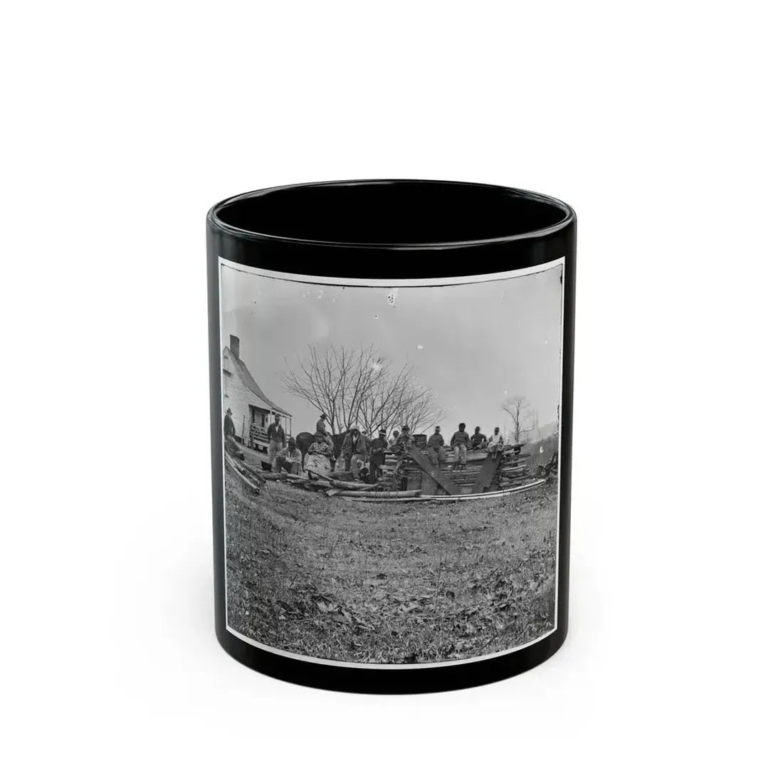 Aiken's Landing, Virginia (Vicinity). Negro Group At Aiken's Farm (U.S. Civil War) Black Coffee Mug 11oz - Go Mug Yourself