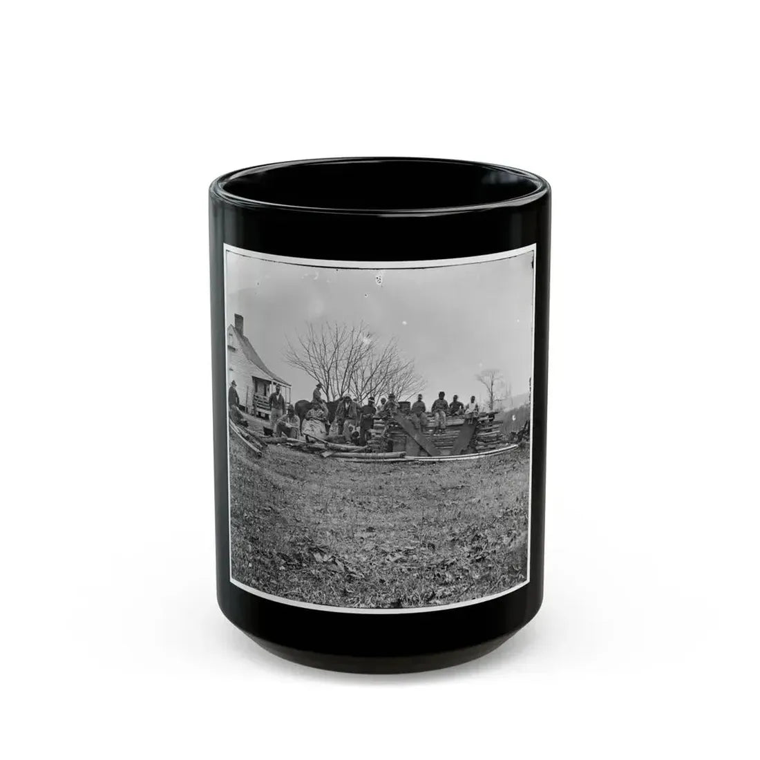 Aiken's Landing, Virginia (Vicinity). Negro Group At Aiken's Farm (U.S. Civil War) Black Coffee Mug 15oz - Go Mug Yourself