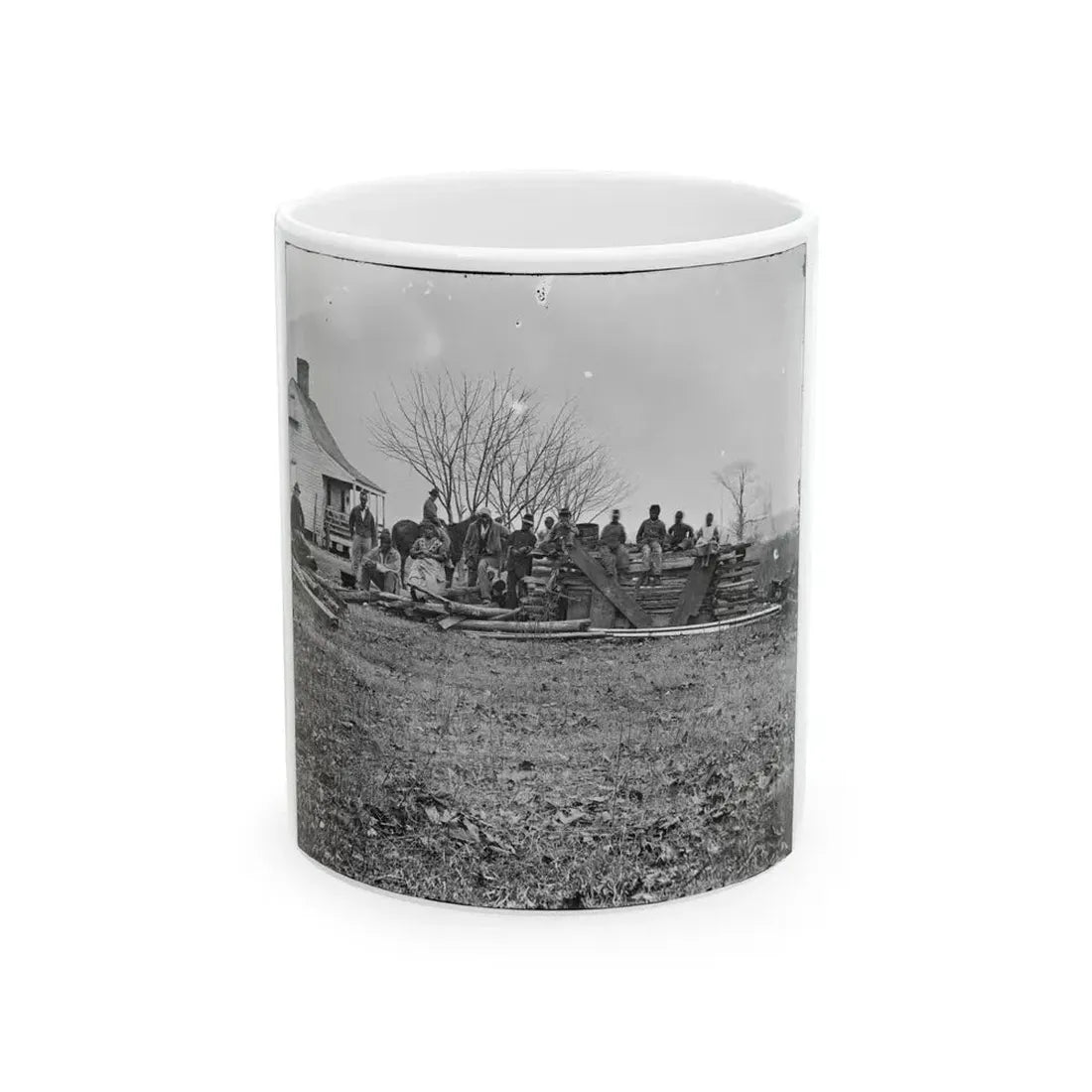 Aiken's Landing, Virginia (Vicinity). Negro Group At Aiken's Farm (U.S. Civil War) White Coffee Mug 11oz - Go Mug Yourself