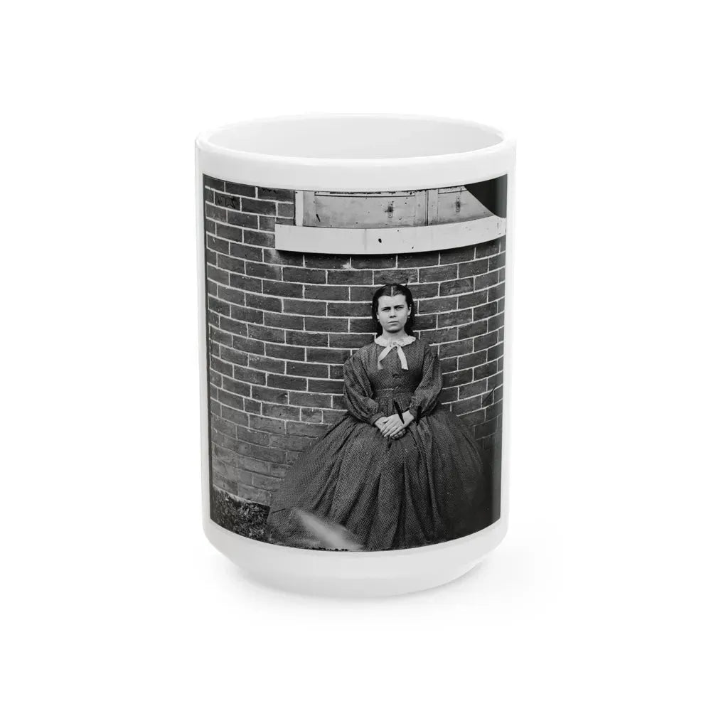 Aiken's Landing, Virginia (Vicinity). Young Girl At Aiken House (U.S. Civil War) White Coffee Mug 15oz - Go Mug Yourself