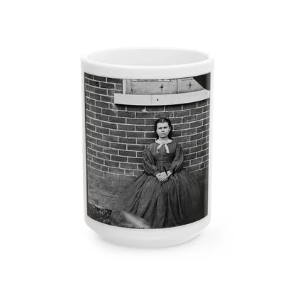 Aiken's Landing, Virginia (Vicinity). Young Girl At Aiken House (U.S. Civil War) White Coffee Mug 15oz - Go Mug Yourself