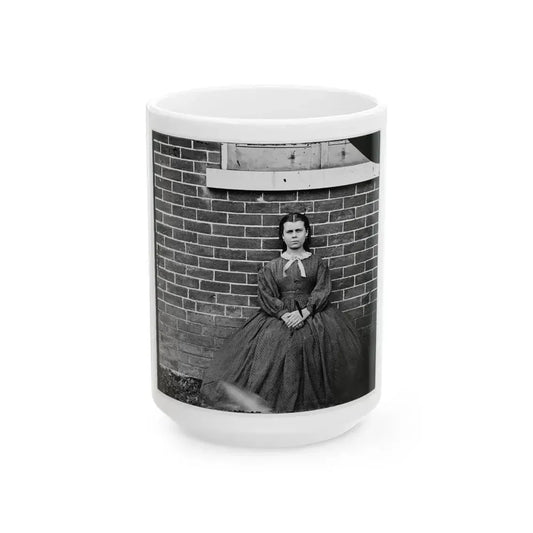 Aiken's Landing, Virginia (Vicinity). Young Girl At Aiken House (U.S. Civil War) White Coffee Mug 15oz - Go Mug Yourself