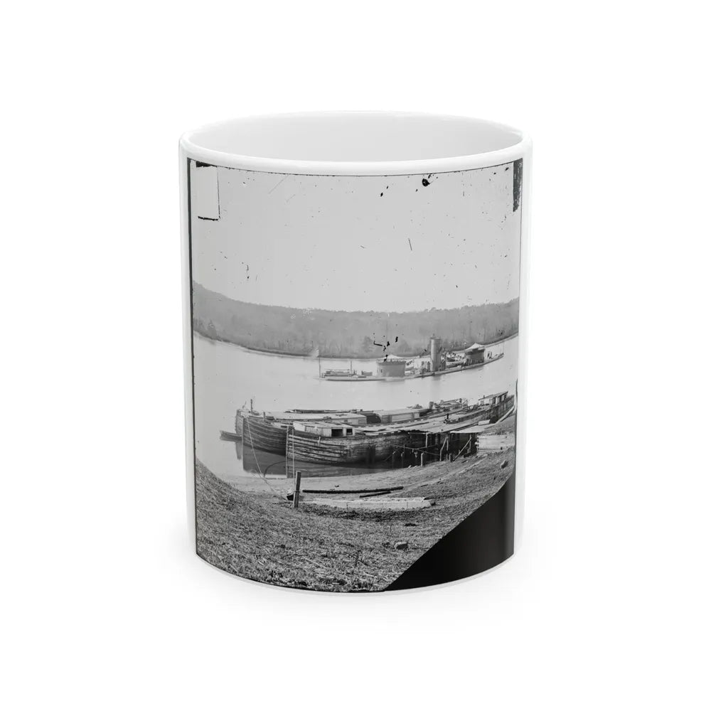 Aiken's Landing, Va. Double-Turreted Monitor U.S.S. Onondaga On The James (U.S. Civil War) White Coffee Mug-11oz-Go Mug Yourself