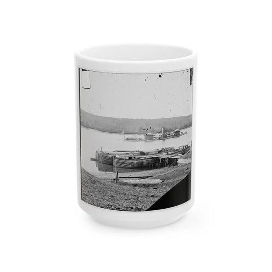 Aiken's Landing, Va. Double-Turreted Monitor U.S.S. Onondaga On The James (U.S. Civil War) White Coffee Mug-15oz-Go Mug Yourself