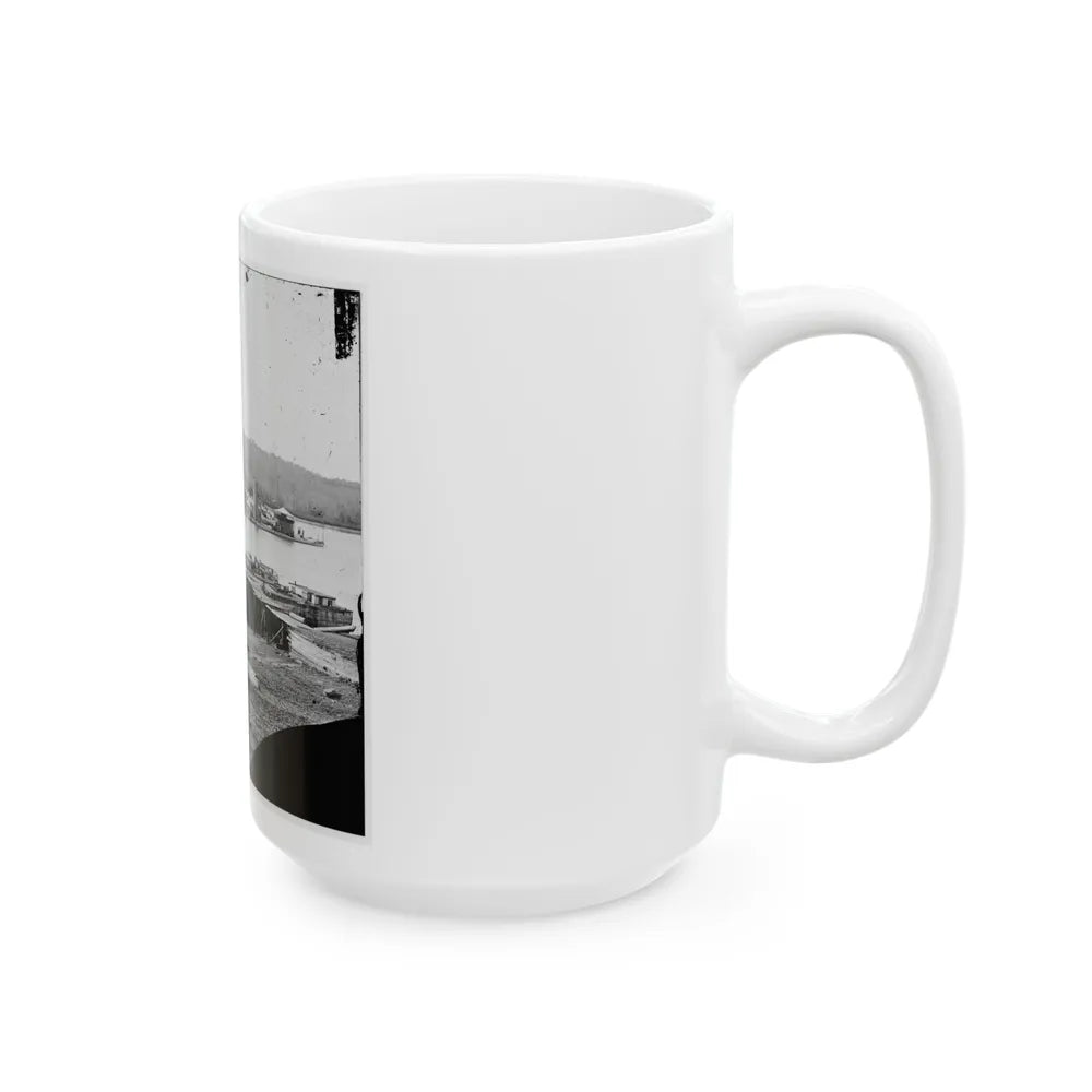 Aiken's Landing, Va. Double-Turreted Monitor U.S.S. Onondaga On The James (U.S. Civil War) White Coffee Mug-Go Mug Yourself
