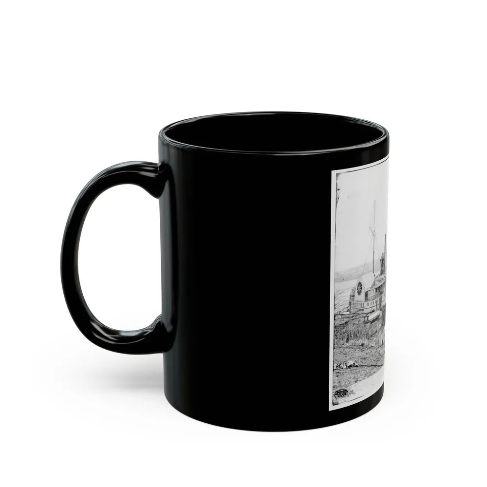 Aiken's Landing, Va. Steamer New York Waiting For Exchange Of Prisoners (U.S. Civil War) Black Coffee Mug-Go Mug Yourself