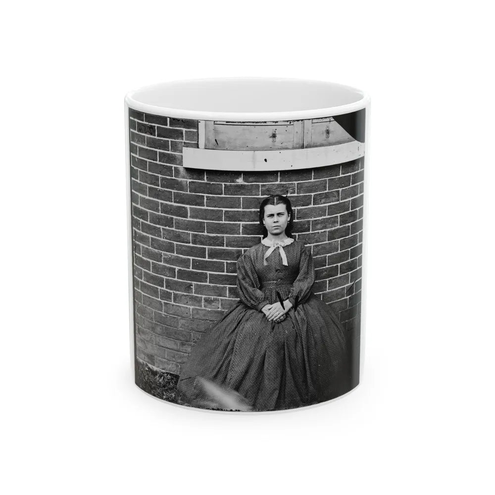 Aiken's Landing, Virginia (Vicinity). Young Girl At Aiken House (U.S. Civil War) White Coffee Mug-11oz-Go Mug Yourself