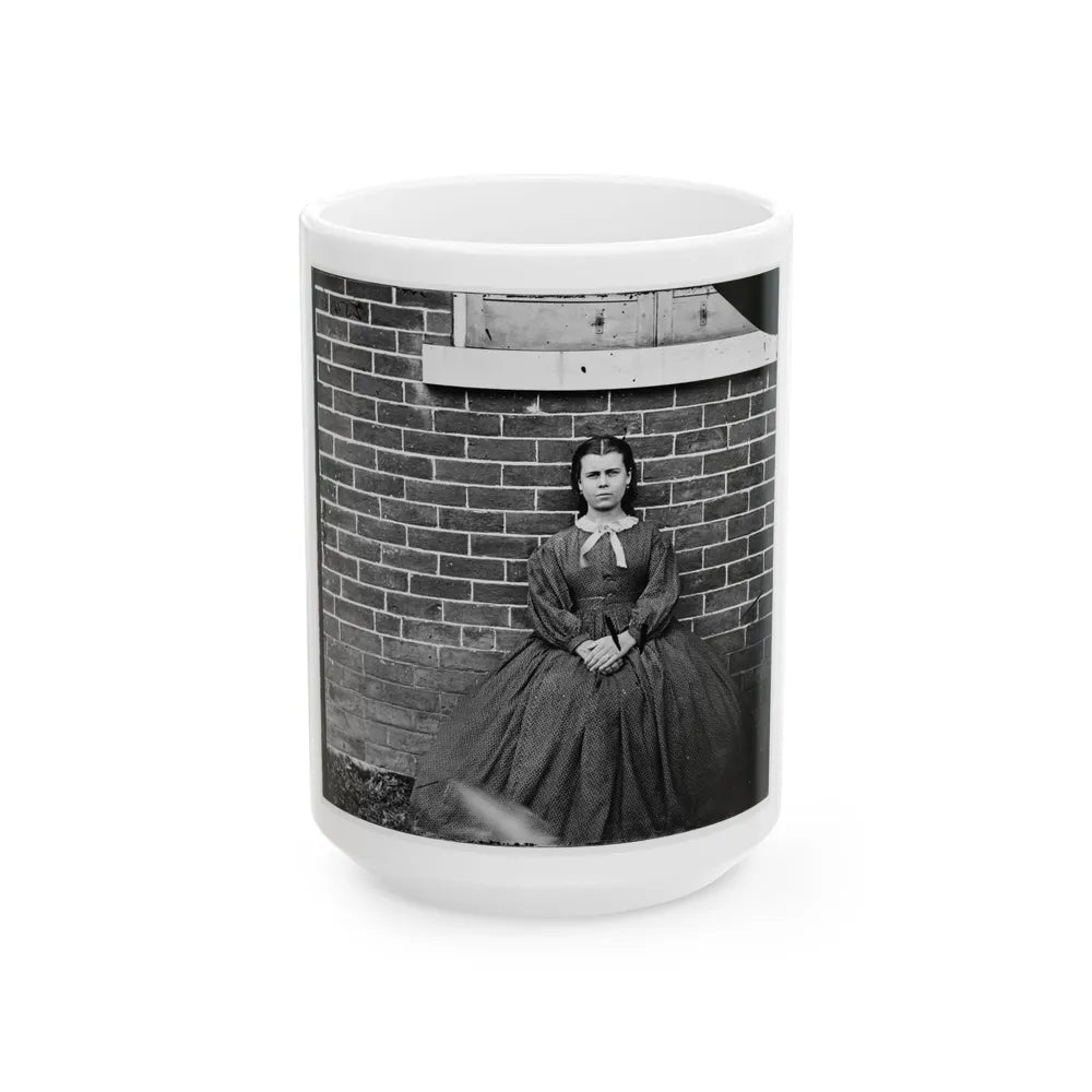 Aiken's Landing, Virginia (Vicinity). Young Girl At Aiken House (U.S. Civil War) White Coffee Mug-15oz-Go Mug Yourself