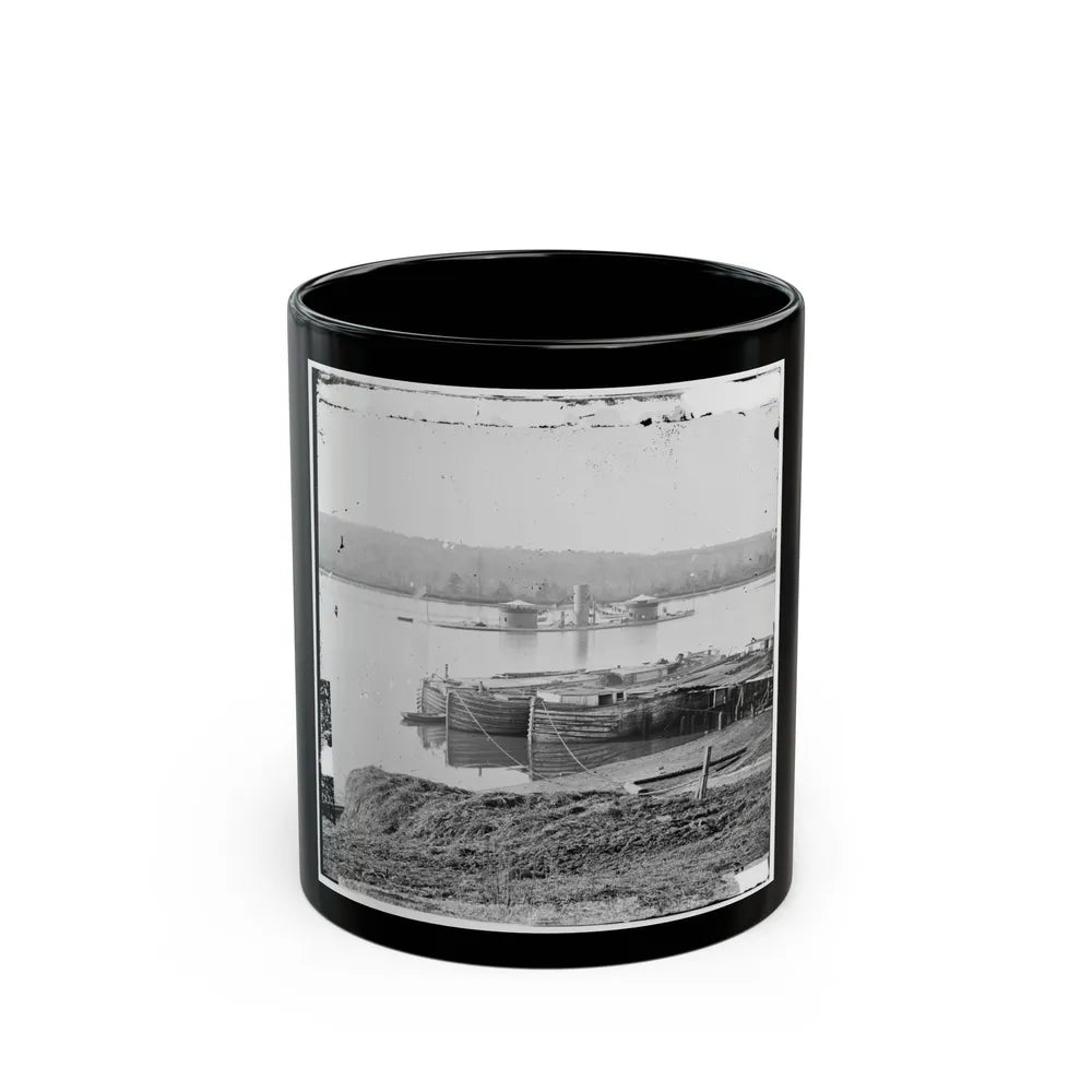 Aiken's Landing, Virginia. Double-Turreted Monitor U.S.S. On James River (U.S. Civil War) Black Coffee Mug-11oz-Go Mug Yourself