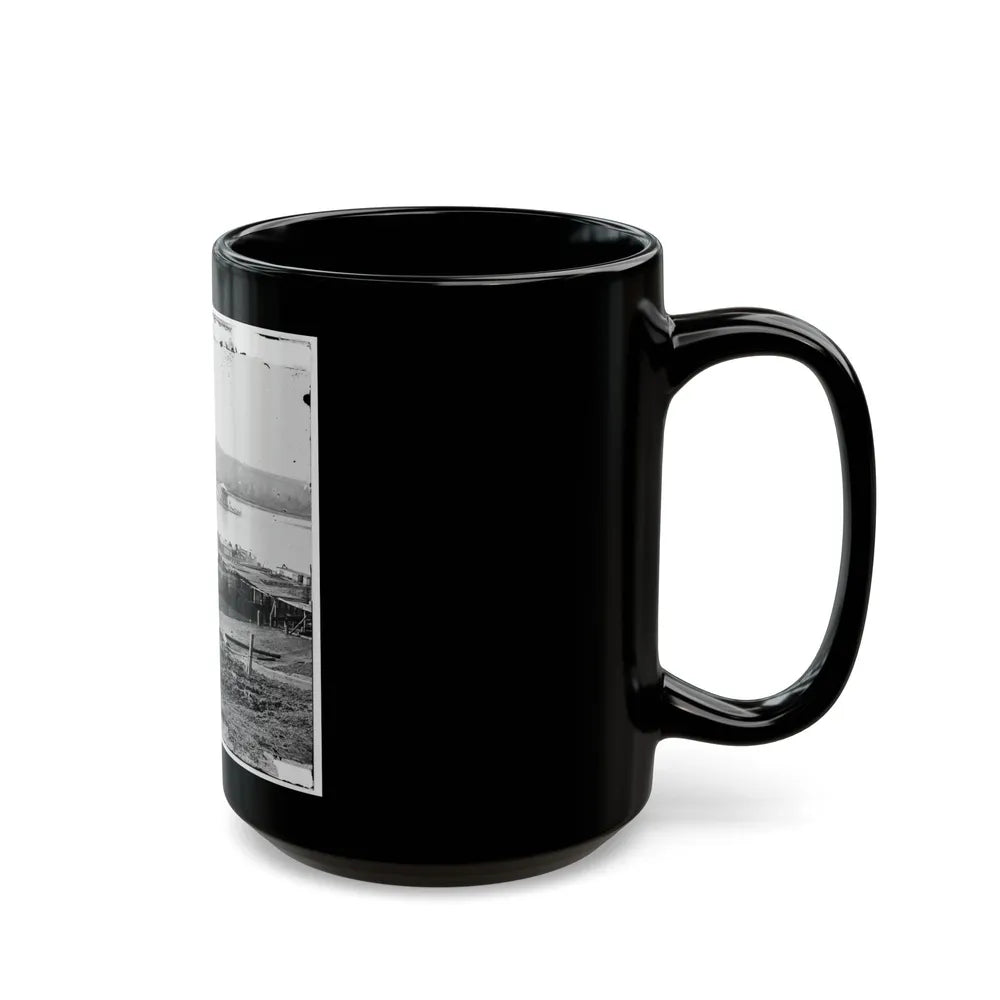Aiken's Landing, Virginia. Double-Turreted Monitor U.S.S. On James River (U.S. Civil War) Black Coffee Mug-Go Mug Yourself