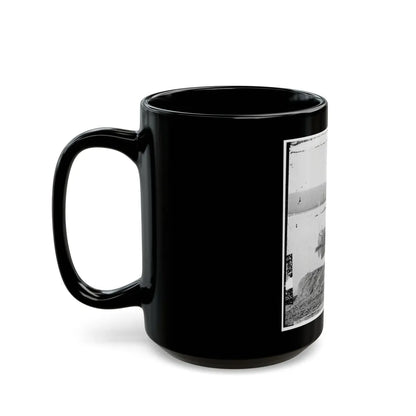 Aiken's Landing, Virginia. Double-Turreted Monitor U.S.S. On James River (U.S. Civil War) Black Coffee Mug-Go Mug Yourself