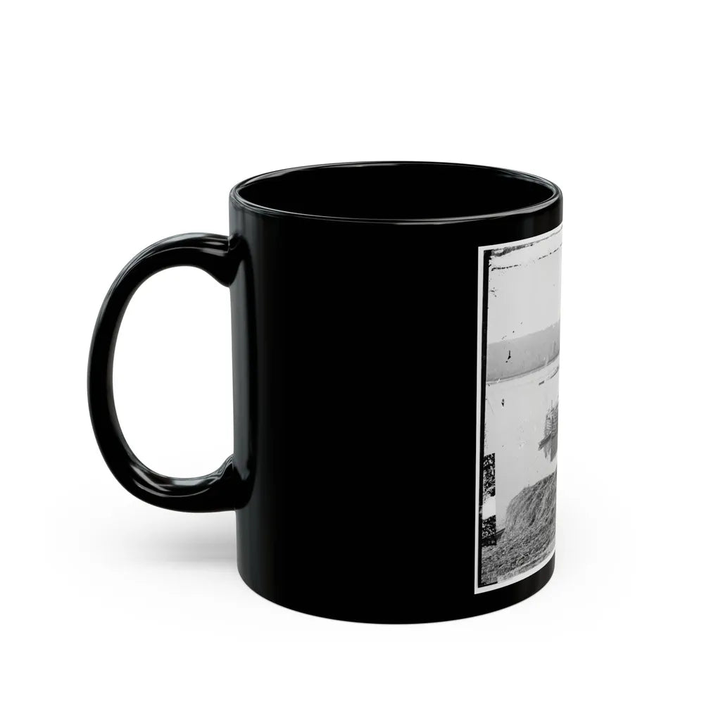 Aiken's Landing, Virginia. Double-Turreted Monitor U.S.S. On James River (U.S. Civil War) Black Coffee Mug-Go Mug Yourself