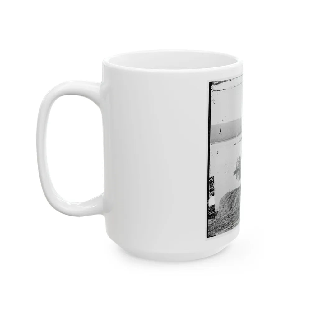 Aiken's Landing, Virginia. Double-Turreted Monitor U.S.S. On James River (U.S. Civil War) White Coffee Mug-Go Mug Yourself