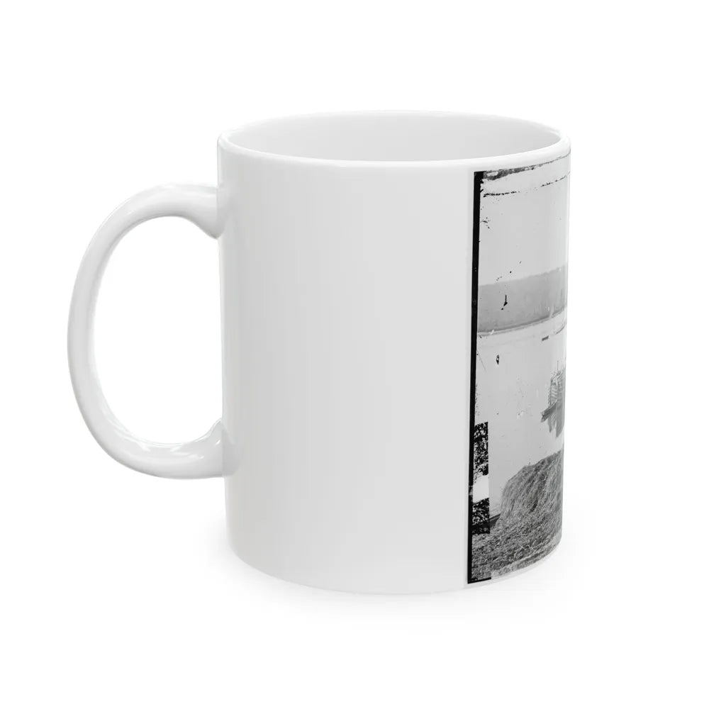 Aiken's Landing, Virginia. Double-Turreted Monitor U.S.S. On James River (U.S. Civil War) White Coffee Mug-Go Mug Yourself