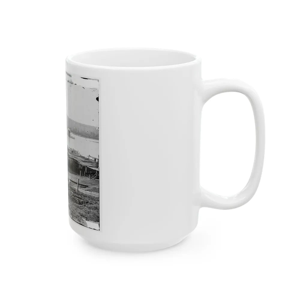 Aiken's Landing, Virginia. Double-Turreted Monitor U.S.S. On James River (U.S. Civil War) White Coffee Mug-Go Mug Yourself