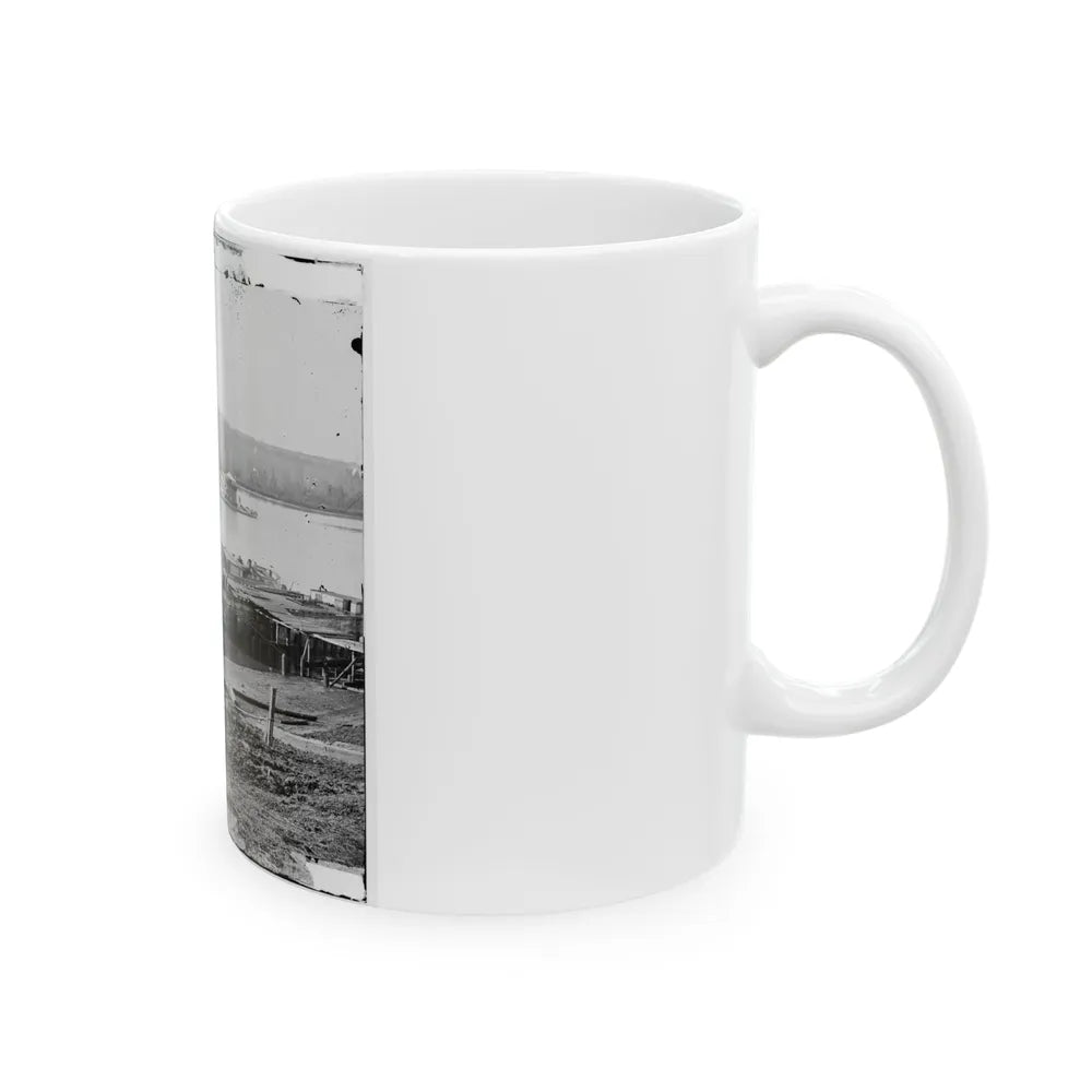 Aiken's Landing, Virginia. Double-Turreted Monitor U.S.S. On James River (U.S. Civil War) White Coffee Mug-Go Mug Yourself