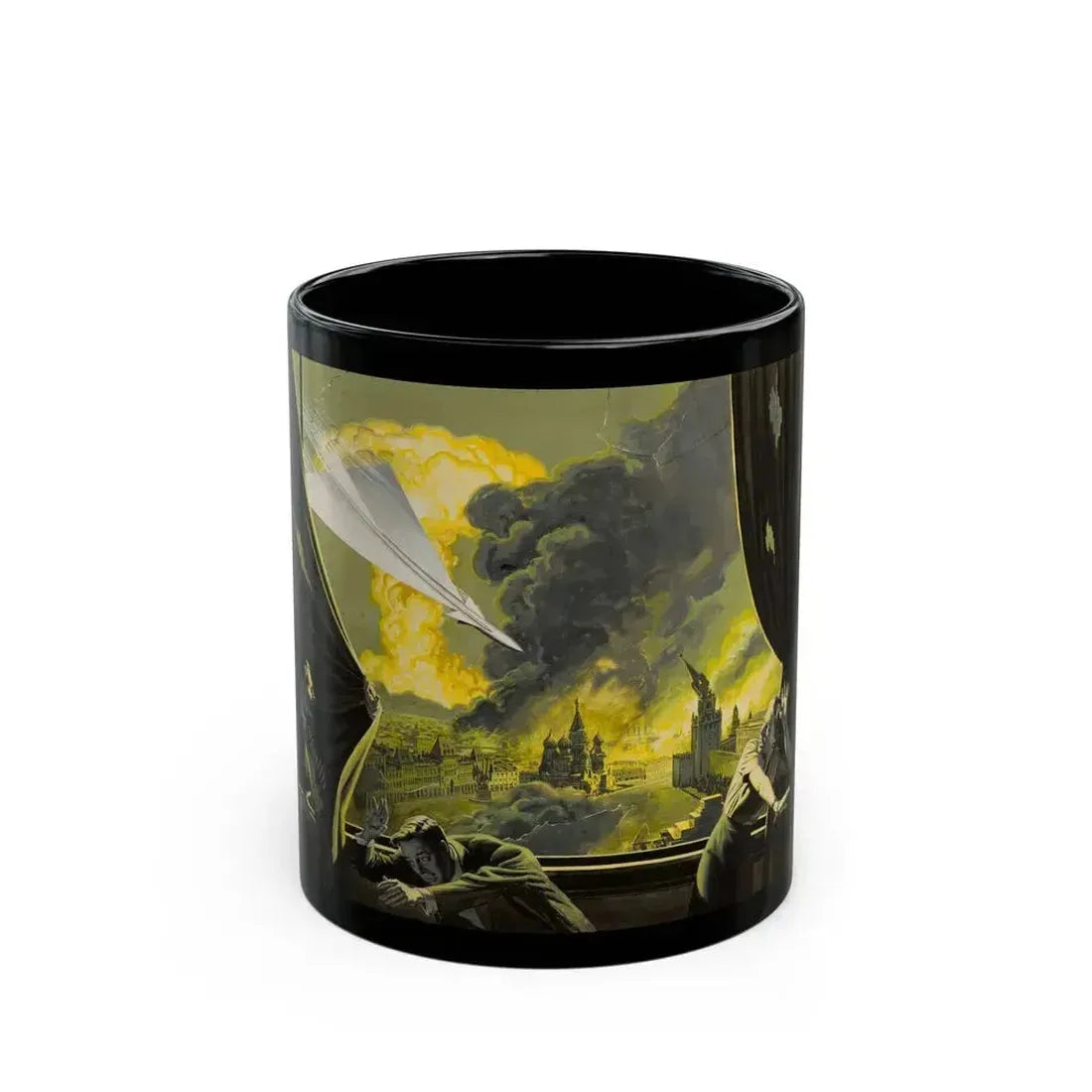 Air Attack, Man's magazine illustration - Black Coffee Mug 11oz - Go Mug Yourself