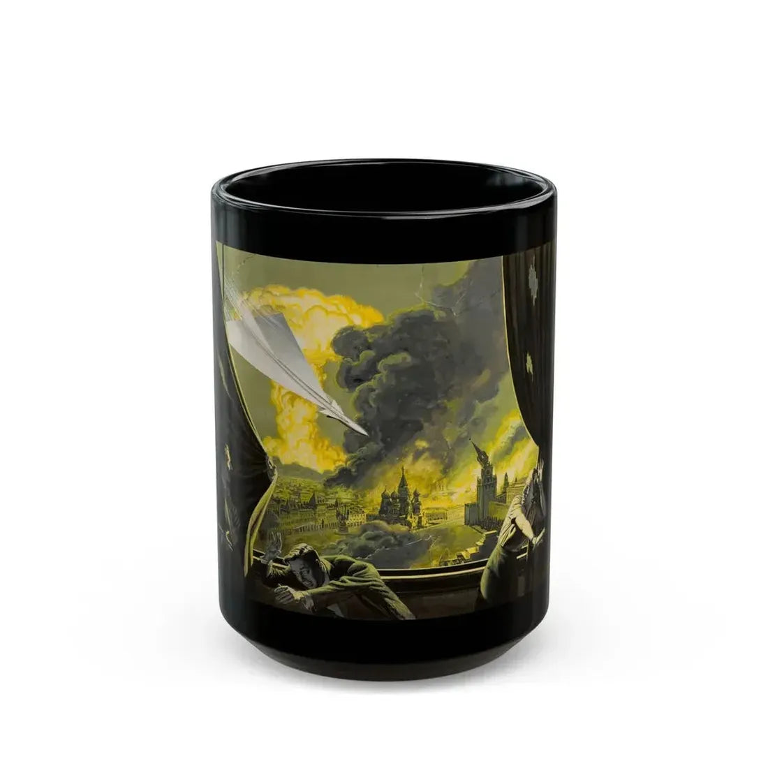 Air Attack, Man's magazine illustration - Black Coffee Mug 15oz - Go Mug Yourself