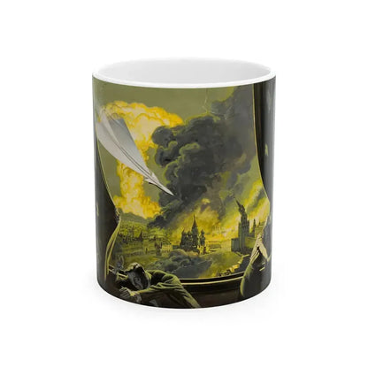 Air Attack, Man's magazine illustration - White Coffee Mug 11oz - Go Mug Yourself