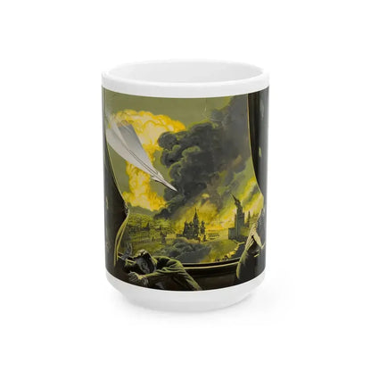 Air Attack, Man's magazine illustration - White Coffee Mug 15oz - Go Mug Yourself