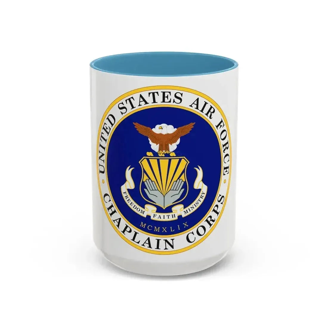 Air Force Chaplain Corps (U.S. Air Force) Accent Coffee Mug 15oz Light Blue - Go Mug Yourself