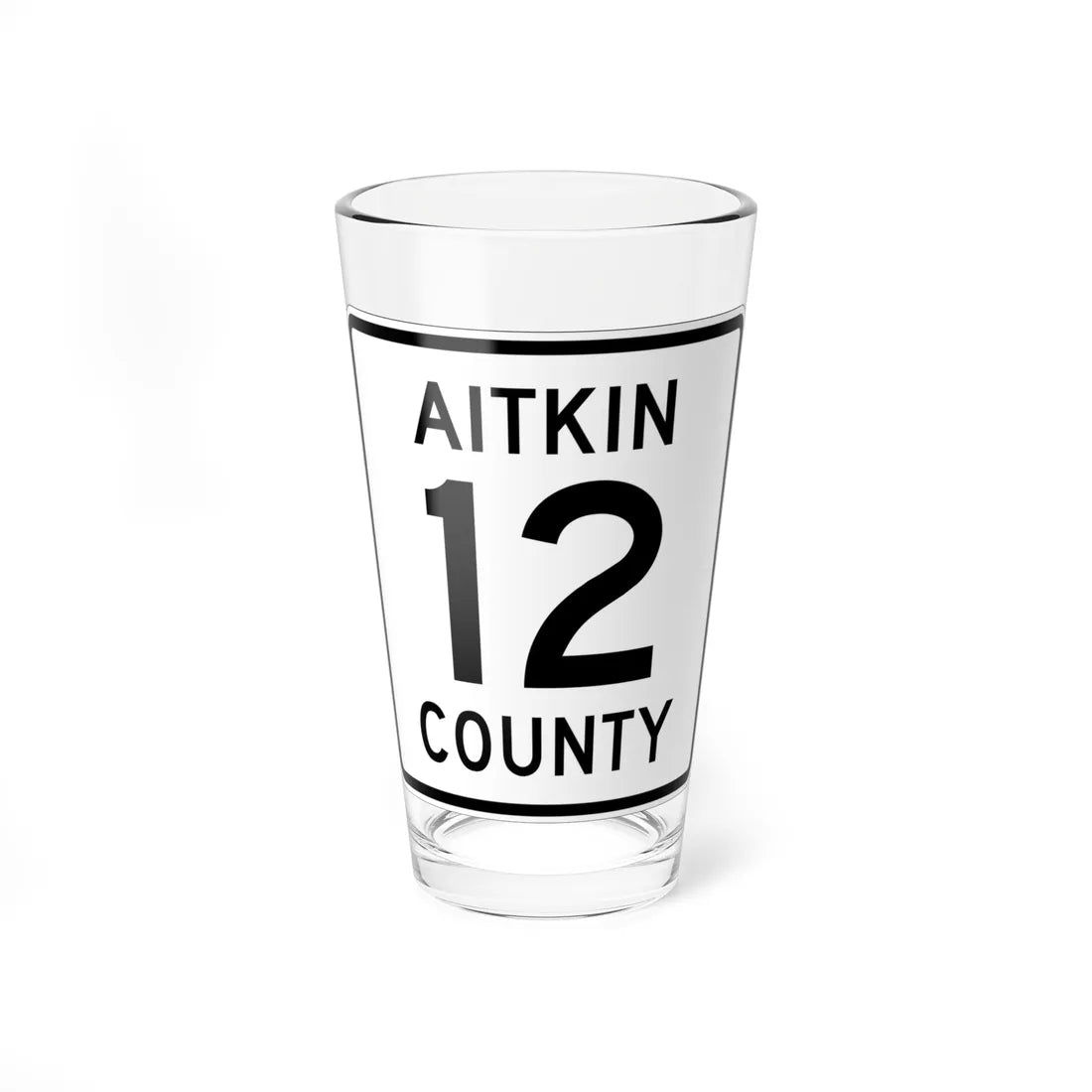 Aitkin County Route 12 (Minnesota) (Road Sign) Pint Glass 16oz 16oz - Go Mug Yourself