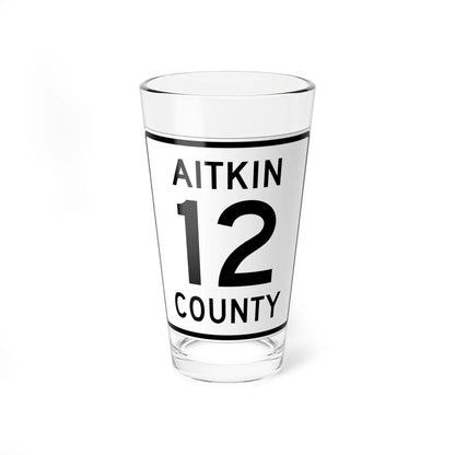 Aitkin County Route 12 (Minnesota) (Road Sign) Pint Glass 16oz 16oz - Go Mug Yourself