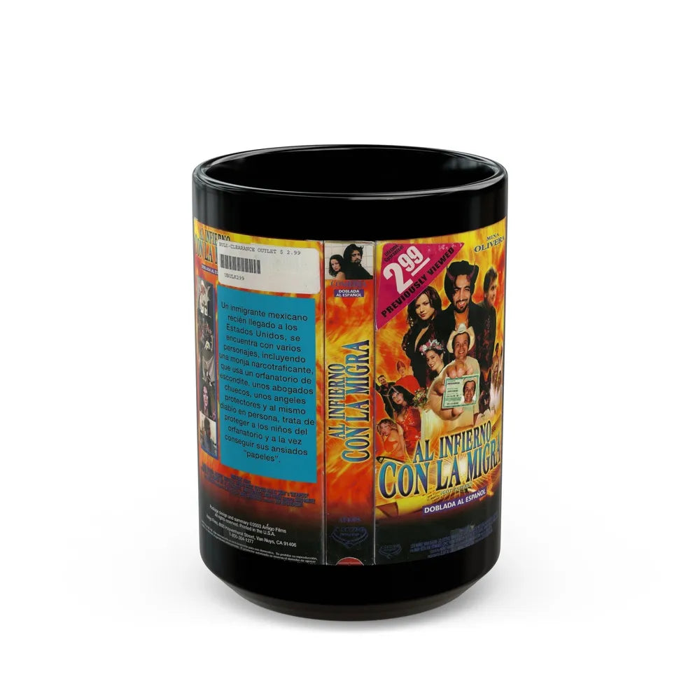 AL INFIERNO CON LA MIGRA (VHS COVER) - Black Coffee Mug-15oz-Go Mug Yourself