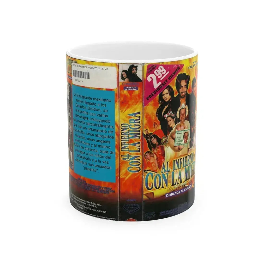 AL INFIERNO CON LA MIGRA (VHS COVER) - White Coffee Mug 11oz - Go Mug Yourself