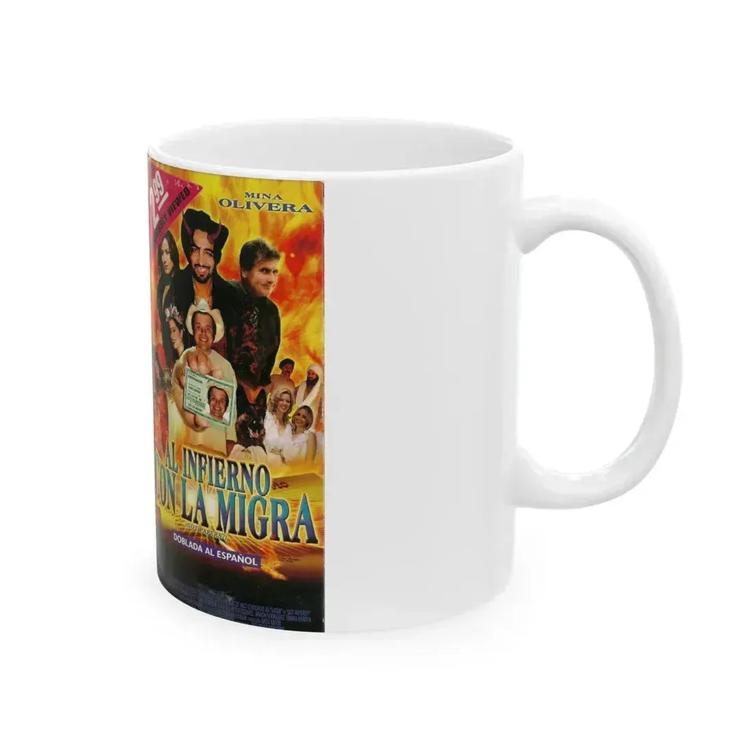 AL INFIERNO CON LA MIGRA (VHS COVER) - White Coffee Mug - Go Mug Yourself