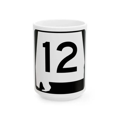 Alabama 12 (Alabama) (Road Sign) White Coffee Mug 15oz - Go Mug Yourself