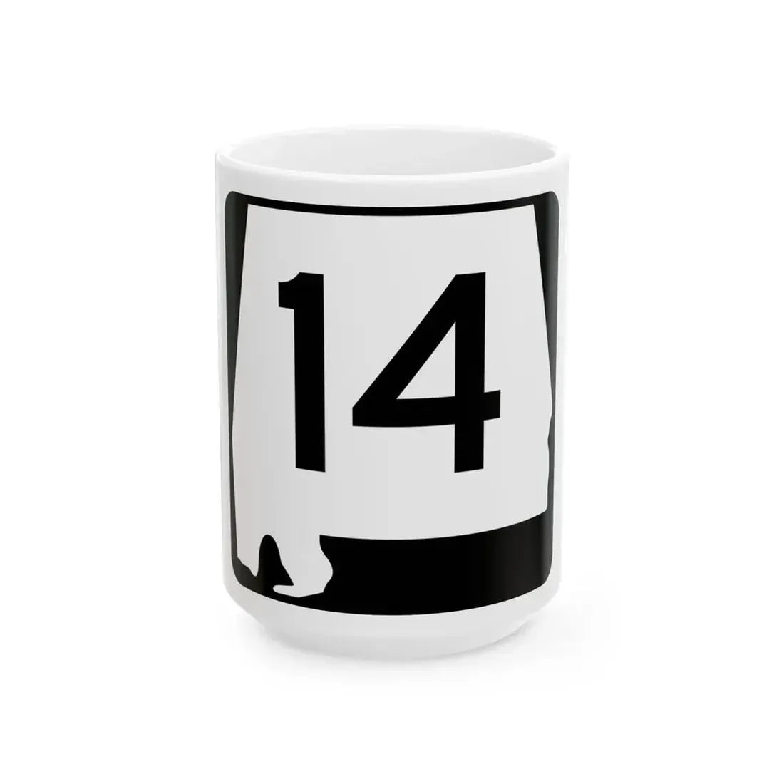 Alabama 14 (Alabama) (Road Sign) White Coffee Mug 15oz - Go Mug Yourself