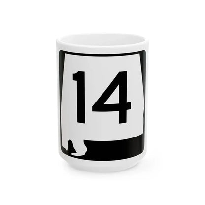 Alabama 14 (Alabama) (Road Sign) White Coffee Mug 15oz - Go Mug Yourself