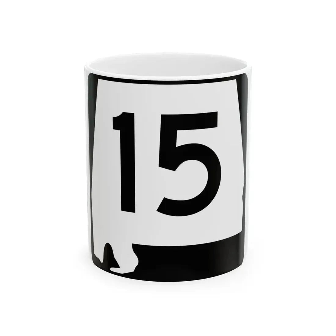 Alabama 15 (Alabama) (Road Sign) White Coffee Mug 11oz - Go Mug Yourself