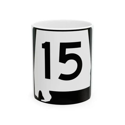 Alabama 15 (Alabama) (Road Sign) White Coffee Mug 11oz - Go Mug Yourself